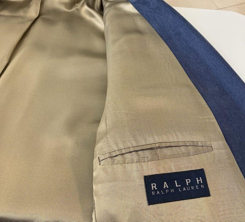 Ralph Lauren Blazer Herren 42L Pulverblau 100% Tencel Jacke Sport Mantel Bild 14