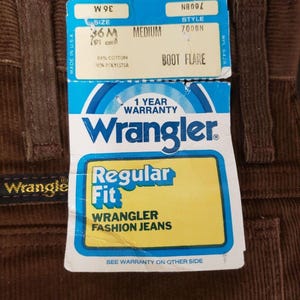 Wrangler Fashion Jeans Herren 36x33 Braun Cord Boot Flare New Old Stock w/Tag Bild 2