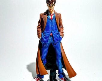 RARE Doctor Who Tenth Doctor Action Figure David Tennant Blue Suit Trench Coat