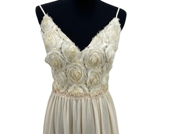 Soieblu Ivory Gown Size L Rose Bodice Open Tie Ba… - image 7