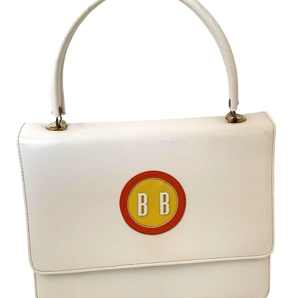 Vintage Balenciaga BB Handbag Avant-Garde Design BB Logo Yellow Background 1980s
