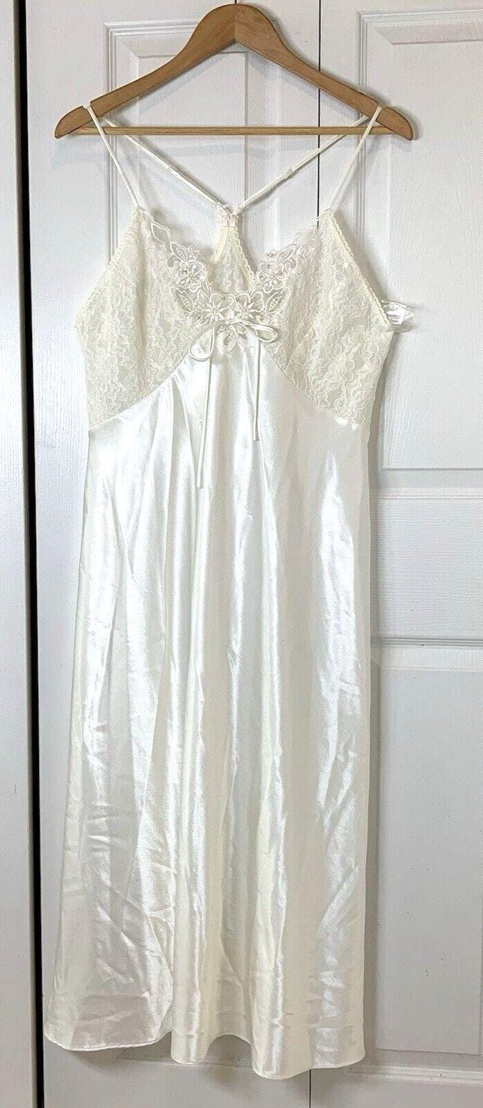 Avon Intimates 2pc Lingerie Maxi Slip Dress Lace Pearls Sheer Topper 1X ...