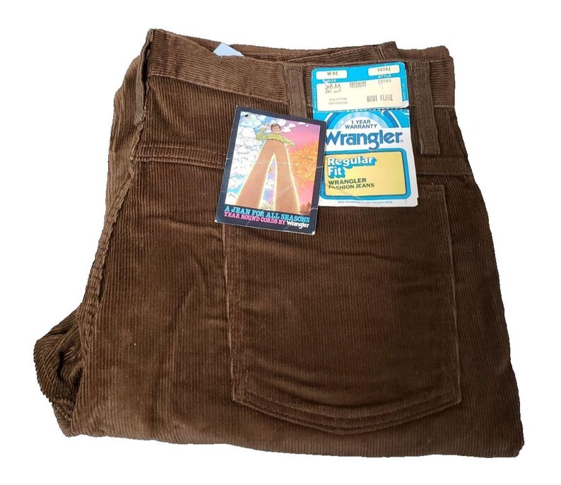 Wrangler Fashion Jeans Herren 36x33 Braun Cord Boot Flare New Old Stock w/Tag Bild 5