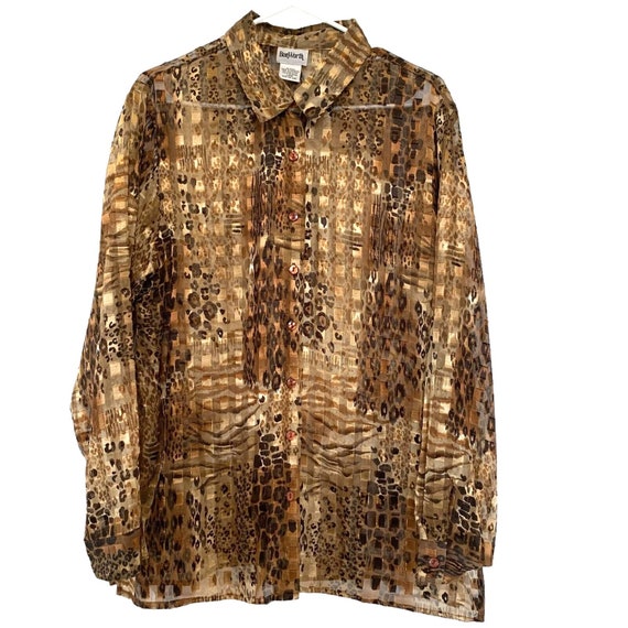 BonWorth Button-Up Sheer Shirt Womens L Collared … - image 1