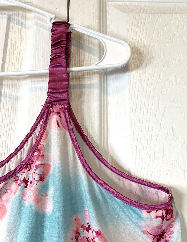 Avon Intimates 2-pc Silky Satiny Pajama Set 1X Pink White Floral VTG ...