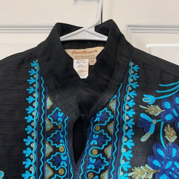 VTG Norm Thompson 100% Silk Jacket Embroidered Op… - image 4