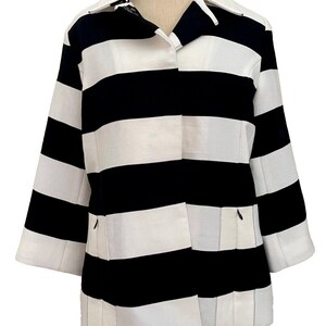 Veste Luii Anthropologie Femme M Col large à rayures noires et blanches image 1