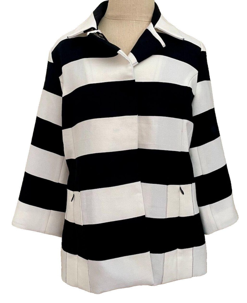 Veste Luii Anthropologie Femme M Col large à rayures noires et blanches image 1