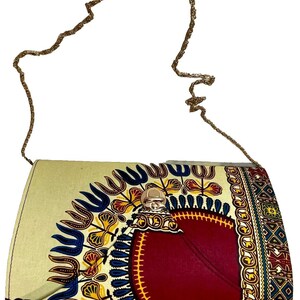 Pochette (Clutch) Artisanale En Tissu Ankara/Dashiki Africain - Orange, Taille Moyenne - Kenya, Neuf