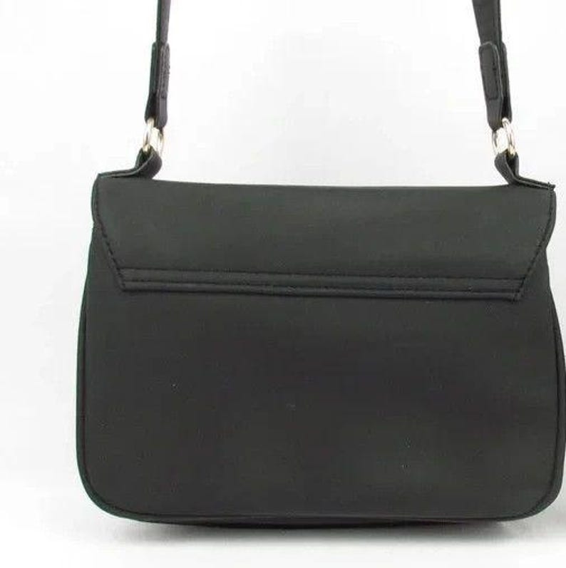 Versace Parfums Black Matte & Gold Greek Key Strap Crossbody Flap Bag Club Night image 11