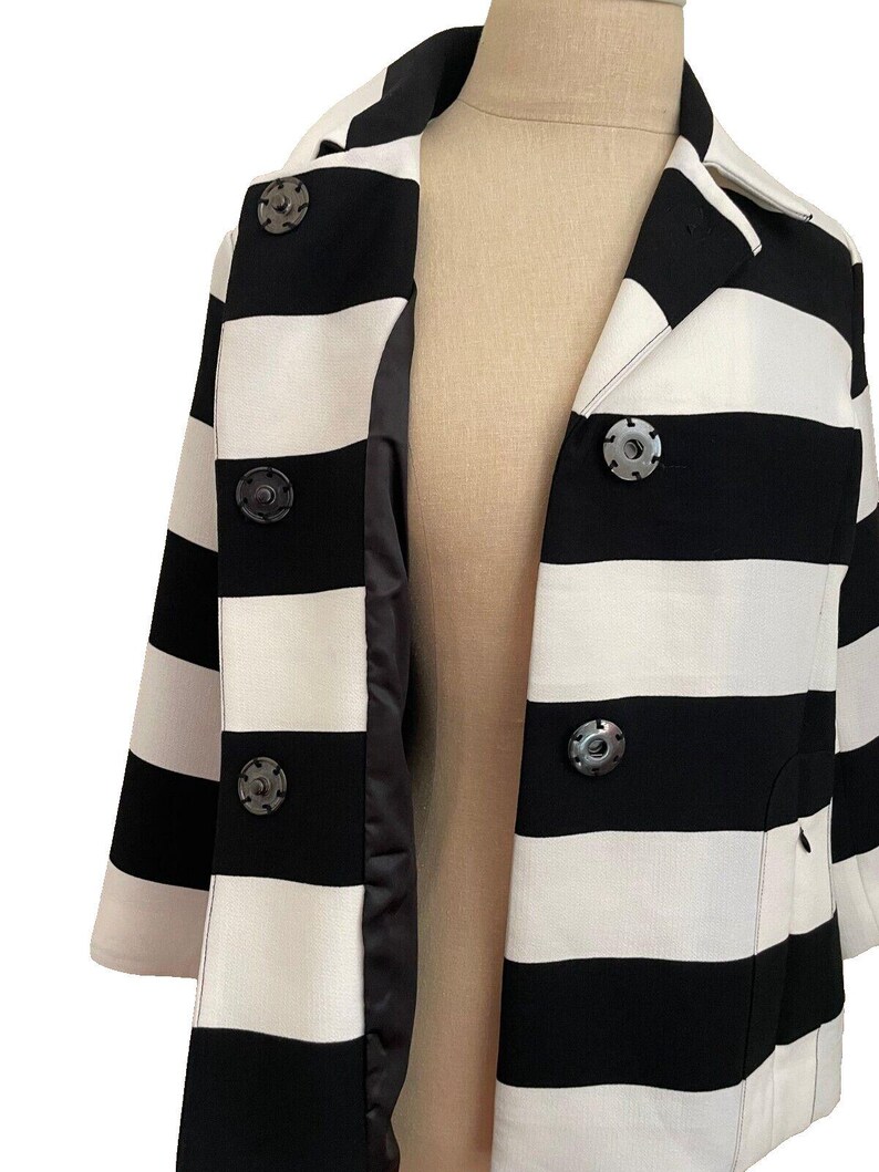 Veste Luii Anthropologie Femme M Col large à rayures noires et blanches image 4