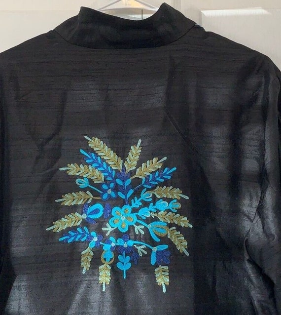 VTG Norm Thompson 100% Silk Jacket Embroidered Op… - image 9