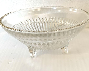 ヴィンテージ ジャネット 3フィート ナッツ/キャンディボウル ダイヤモンドパネル側面 ビーズ装飾 1950年代～70年代