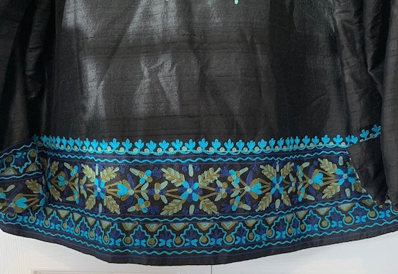 VTG Norm Thompson 100% Silk Jacket Embroidered Op… - image 8