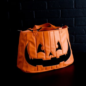 Pumpkin Handbag: Halloween Candy Corn Lined Bag with Ghost