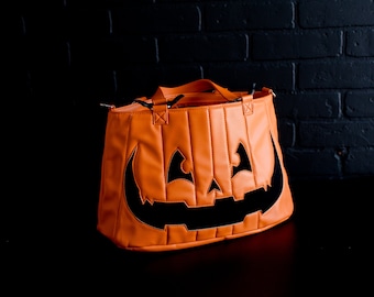 Pumpkin Handbag: Halloween Candy Corn Lined Bag with Ghost
