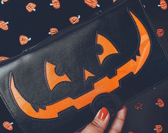 Punkin Clutch: Halloween Jack-o-Lantern & Spiderweb Design