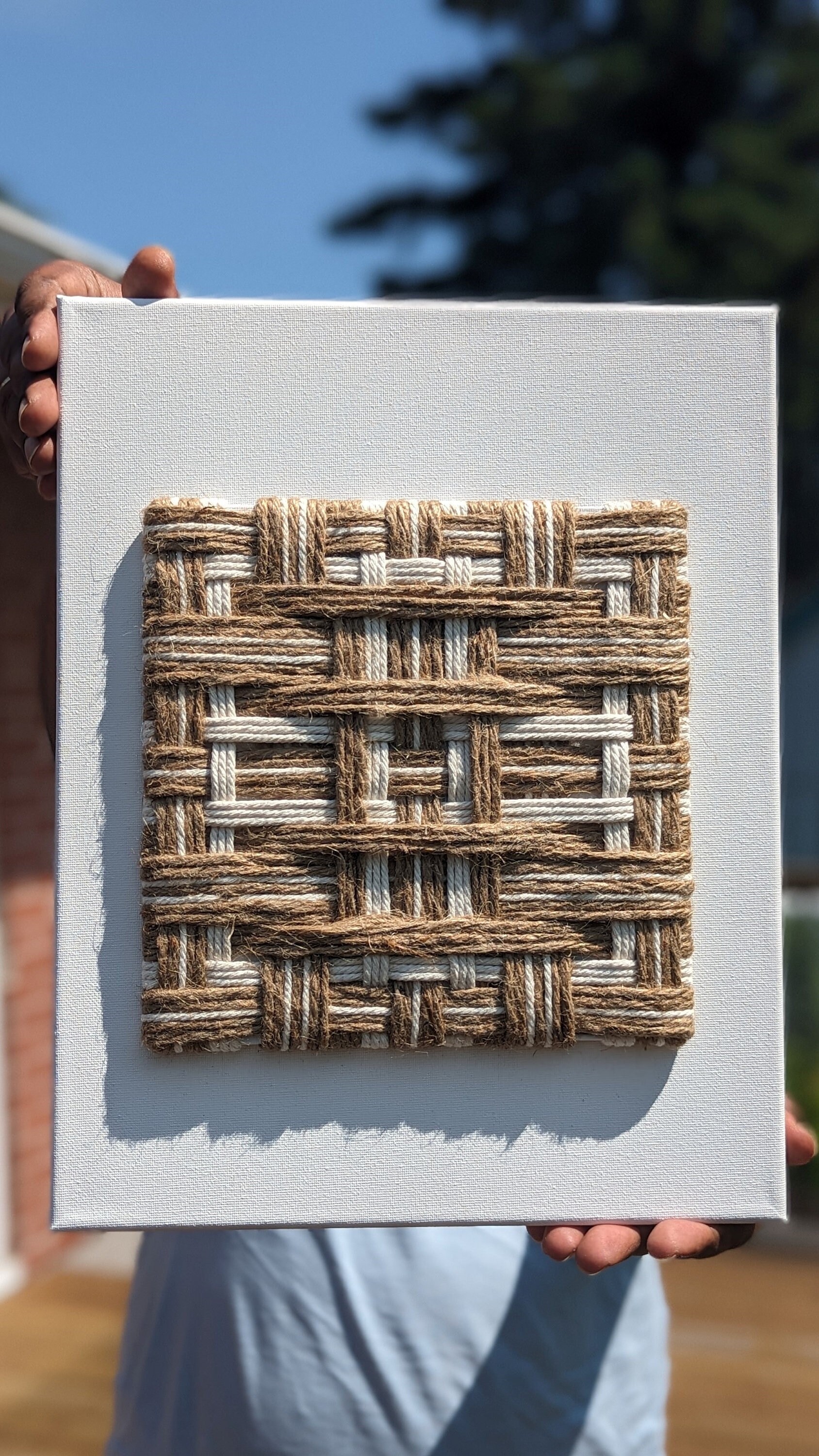 Jute Wall Canvas Decor Ecofriendly Handmade Wool Thread Etsy Canada