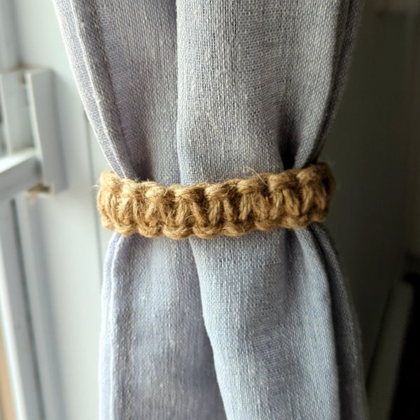 Embrasse de rideau en jute, support de rideau fait main en macramé bohème, décoration de fenêtre, cadeau déco durable et respectueux de l'environnement pour une nouvelle maison