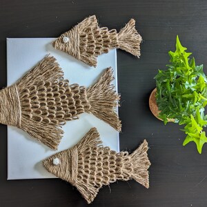 Fish Jute Wall Decoration Set, Ecofriendly-handmade, Jute Decor ...