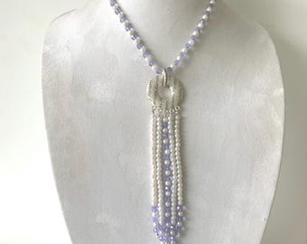 Joyas para cicatrices, collar ajustable para cubrir cicatrices en el pecho con cristales checos color malva.