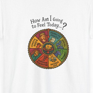 Global Village Coffeehouse Wie werde ich mich heute fühlen? Unisex T-Shirt aus schwerer Baumwolle, lustiges grafisches T-Shirt, Stimmungs-T-Shirt, Geschenk für Freunde, Freizeitkleidung