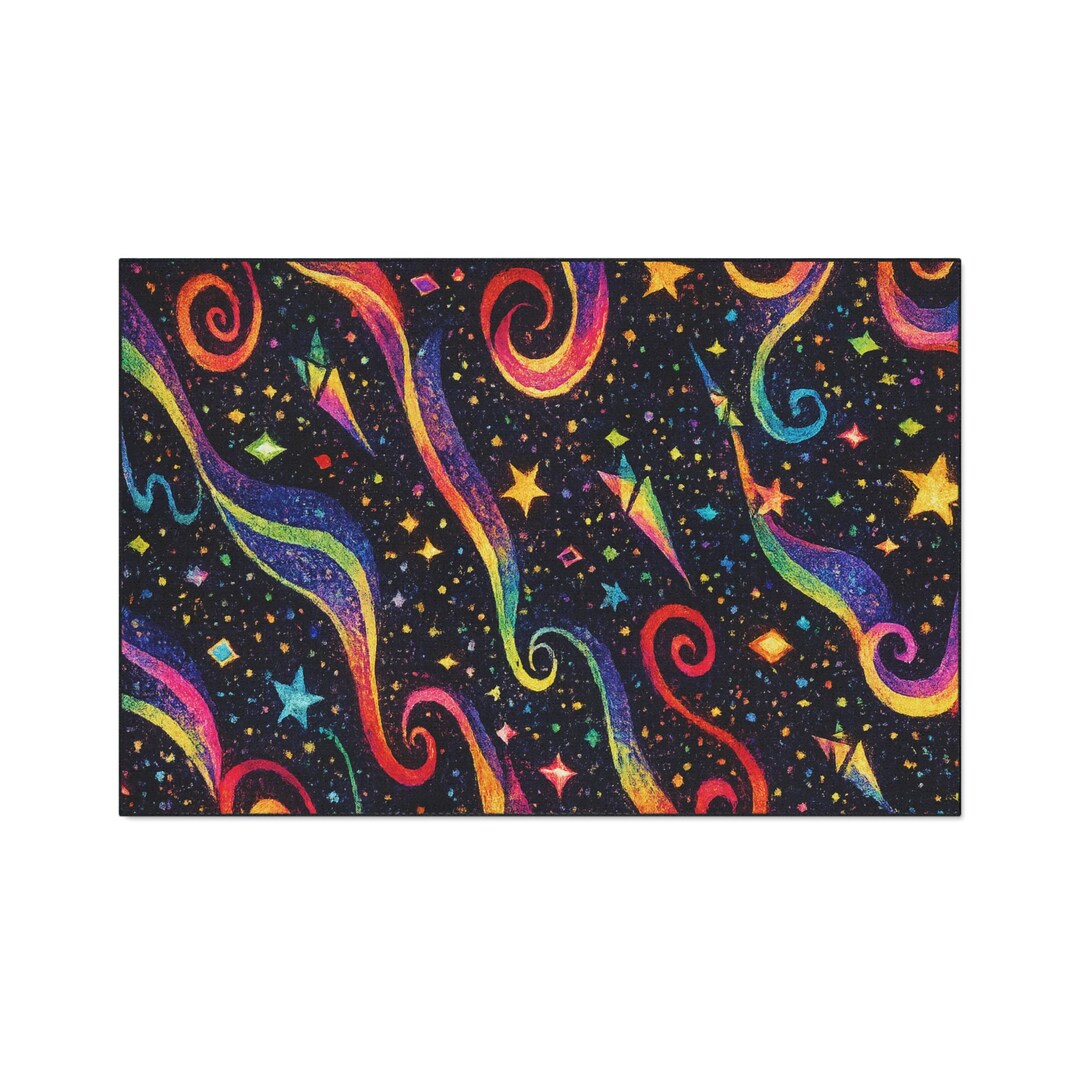 Wacky Pomo Arcade Rug 90s Retro Nostalgia Neon Cosmic Swirls Heavy Duty ...
