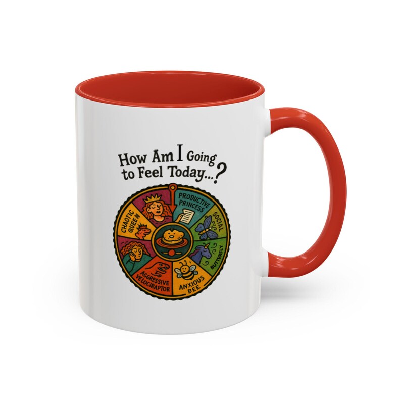 Global Village Coffeehouse Mood Wheel koffiemok uniek cadeau, leuk koffiekopje, zelfzorg, emotionele ondersteuning, creatieve drinkgerei afbeelding 4