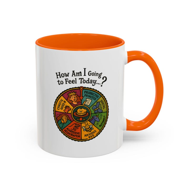 Global Village Coffeehouse Mood Wheel koffiemok uniek cadeau, leuk koffiekopje, zelfzorg, emotionele ondersteuning, creatieve drinkgerei afbeelding 5