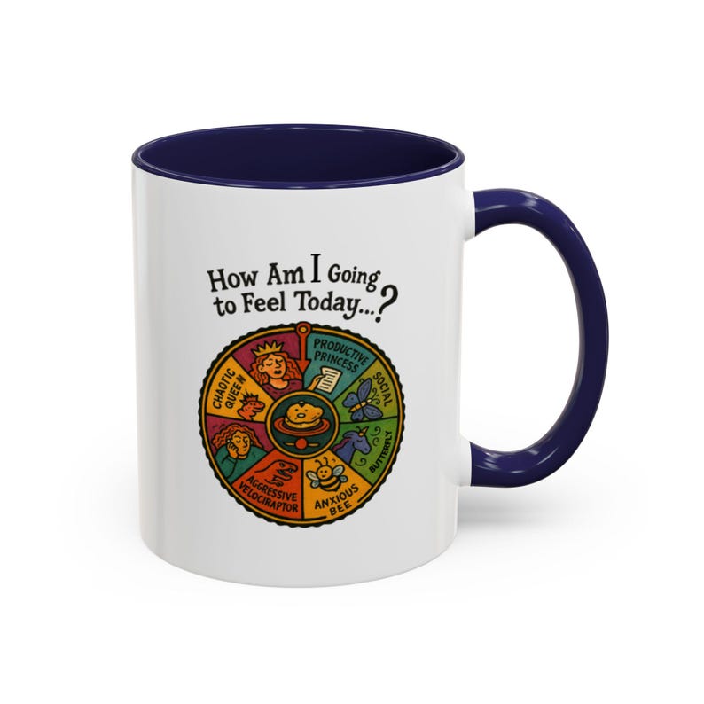 Global Village Coffeehouse Mood Wheel koffiemok uniek cadeau, leuk koffiekopje, zelfzorg, emotionele ondersteuning, creatieve drinkgerei afbeelding 2