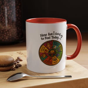Global Village Coffeehouse Mood Wheel koffiemok uniek cadeau, leuk koffiekopje, zelfzorg, emotionele ondersteuning, creatieve drinkgerei afbeelding 9