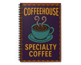 Globales Dorf Kaffeehaus Spiralblock - Perfekt für Baristas, Kaffee-Liebhaber, Journal-Schreiben, Geschenk für Kaffee-Enthusiasten, ...