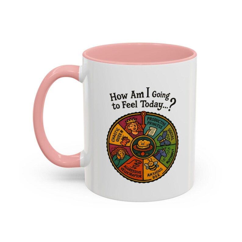 Global Village Coffeehouse Mood Wheel koffiemok uniek cadeau, leuk koffiekopje, zelfzorg, emotionele ondersteuning, creatieve drinkgerei afbeelding 6