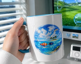 Frutiger Aero Ocean Bubble, Aqua Aesthetic Fish Shirt, Dreamy Tropical Watercore Tee, Y2K Graphic Mug Y2K Nostalgia