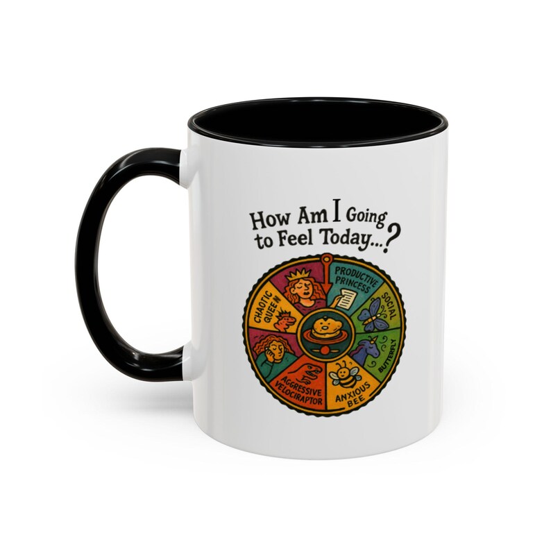 Global Village Coffeehouse Mood Wheel koffiemok uniek cadeau, leuk koffiekopje, zelfzorg, emotionele ondersteuning, creatieve drinkgerei afbeelding 7