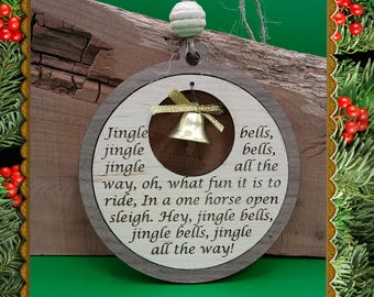 Christmas ornament - Jingle bells - Digital file, svg, Glowforge