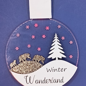 Christmas Ornament Bear Family - Winter Wonderland - Light up 3 Bears - Digital File, svg, Glowforge