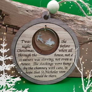 T'was the night before Christmas  - Christmas ornament - Digital file, Glowforge svg,