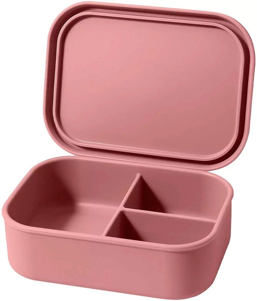 Versatyle Set of 2 Platinum Silicone Bento Box with 3 Compartments Lea