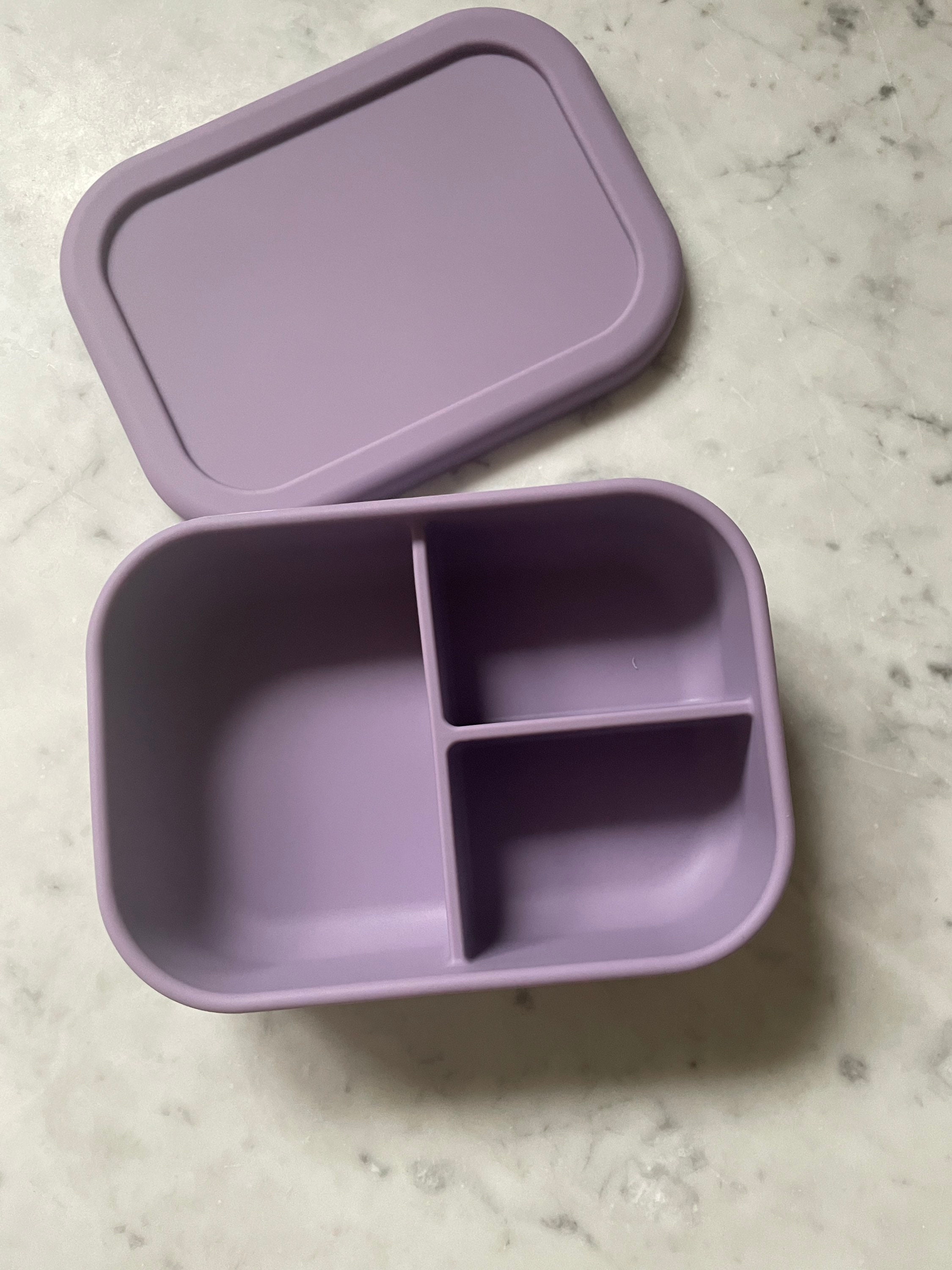 Rectangular Silicone Lunch Box Dividers 3pcs - Bento Green, Orange, Purple