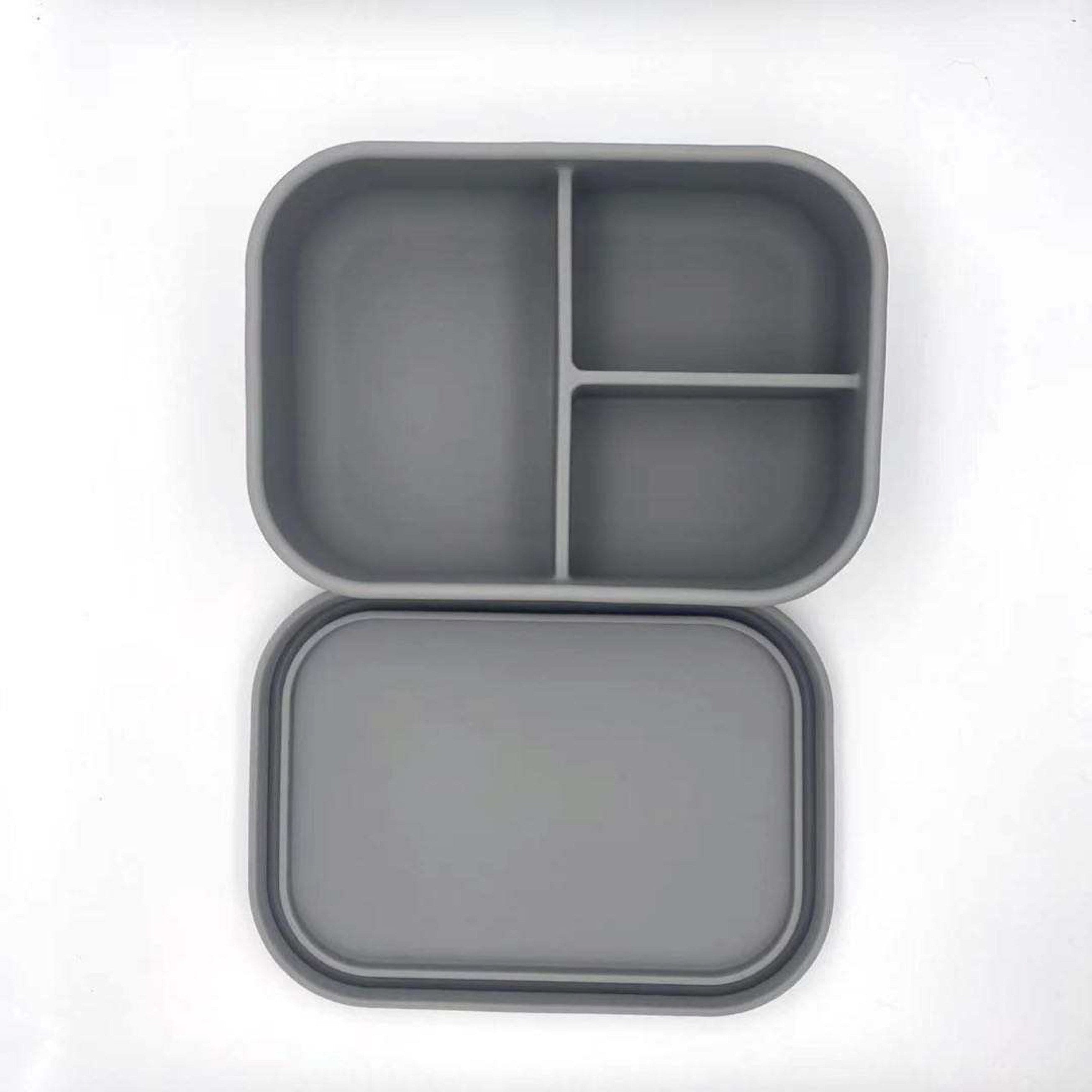 Versatyle Set of 2 Platinum Silicone Bento Box with 3 Compartments Lea