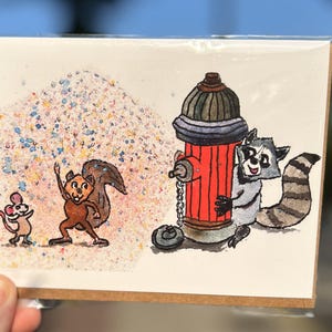 Noches de verano en Nueva York: tarjeta de felicitación, tarjeta de Nueva York, arte de la ciudad de Nueva York, ilustración hecha a mano, tarjeta en blanco, ilustración de Nueva York, regalo de Nueva York