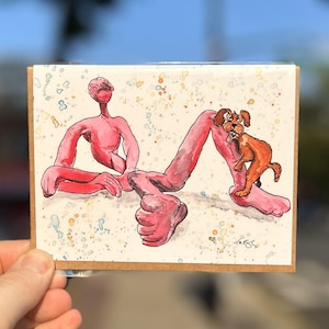 El bañista-LIC. Tarjeta de felicitación Tarjeta de Nueva York/Arte de la ciudad de Nueva York/Ilustración a mano/Tarjeta en blanco/Ilustración de Nueva York/Regalo de Nueva York/Queens