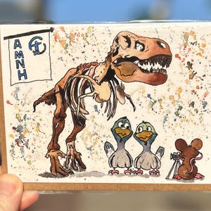 Evolution- Ein Tag im Museum- Grußkarte/ New York Karte/ New York City Art/ Hand Illustration/ Blanko Karte/ New York Illustration