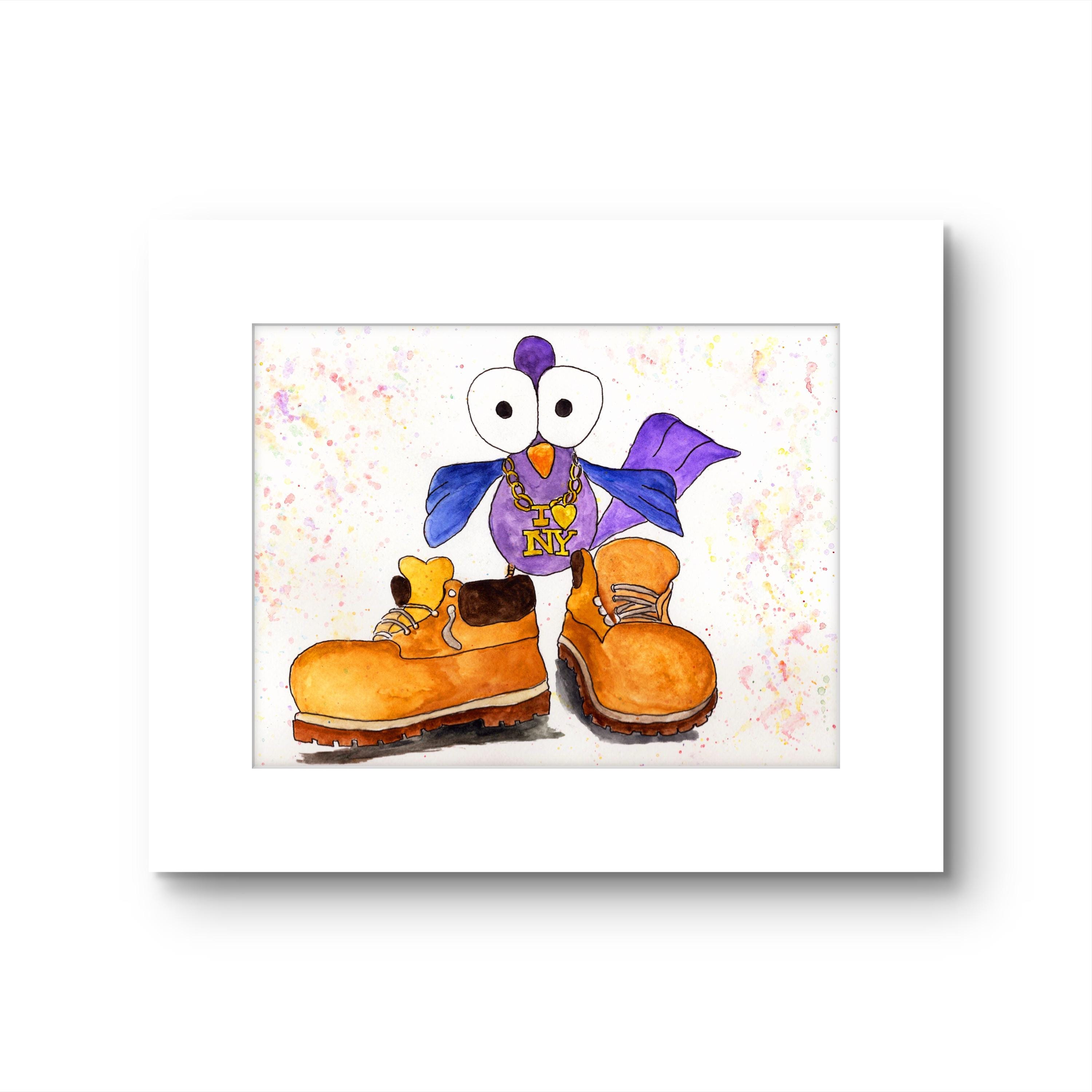 NYC Pigeon Rocking Timbs!-print - Etsy