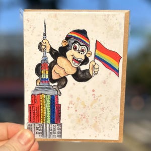 Lil Kong-Empire Staaten Pride-Grußkarte LGBTQ/ New York City Kunst/ Hand Illustration/ Blanko Karte/ New York Illustration/ New York Geschenk