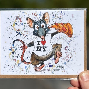 Cartão comemorativo "Uma fatia de Nova York"/Cartão de Nova York/Arte da cidade de Nova York/Ilustração à mão/Cartão em branco/Ilustração de Nova York/Presente de Nova York/Presente de Nova York