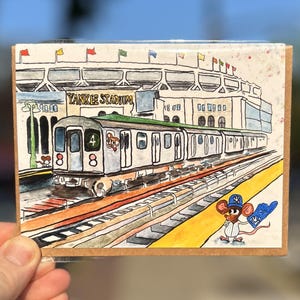 Dagje uit Yankee Stadium!-wenskaart / MLB New York Card/New York City Art/hand illustratie/blanco kaart/New York illustratie/New York cadeau