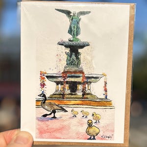 Bethesda Brunnen-Central Park-Grußkarte/ New York City Kunst/Hand Illustration/ Blanko Karte/ New York Illustration/ New York Geschenk