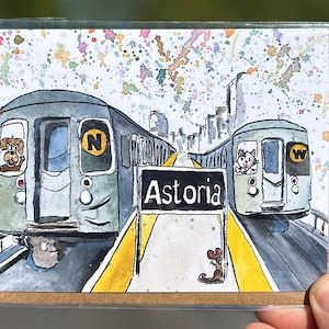 Astoria Gebunden N&W/Subway Karte/New York Karte/ New York City Kunst/ Hand Illustration/ blanko Karte/ New York Illustration/ New York Geschenk/ NYC Geschenk